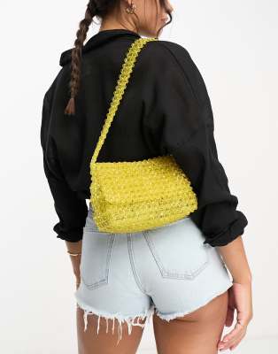 Accessorize beaded shoulder bag in yellow - ASOS Price Checker
