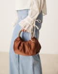 [Accessorize] Accessorize satin bag with embellished top handle in brown No Size BROWN