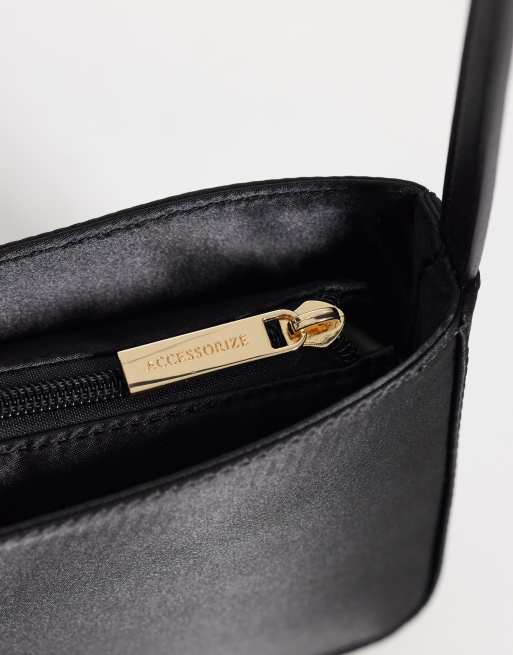 Accessorize satin shoulder bag in black, 3 of 4