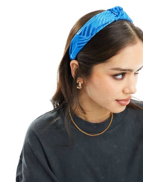 Blue Wide Ribbed Jersey Headband