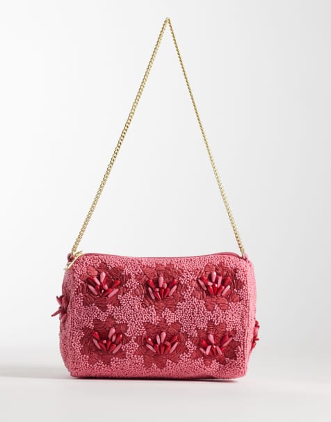 Accessorize - Schoudertas met bloemenversiering in roze - view 1