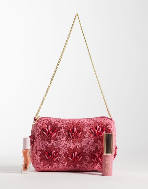 Accessorize - Schoudertas met bloemenversiering in roze, 2 van 4