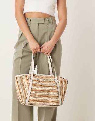 Accessorize - Schultertasche aus Webmustermix in neutralen Tönen