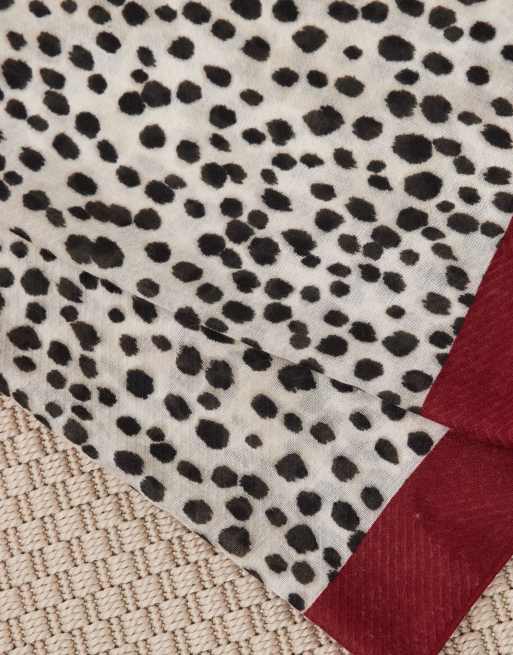Accessorize sciarpa leggera a pois marrone e bordeaux, 3 di 3