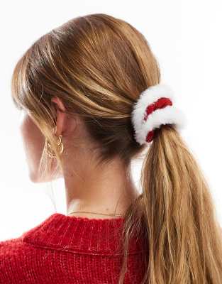 Accessorize - Scrunchie in Rot mit Weihnachtskugel-Details