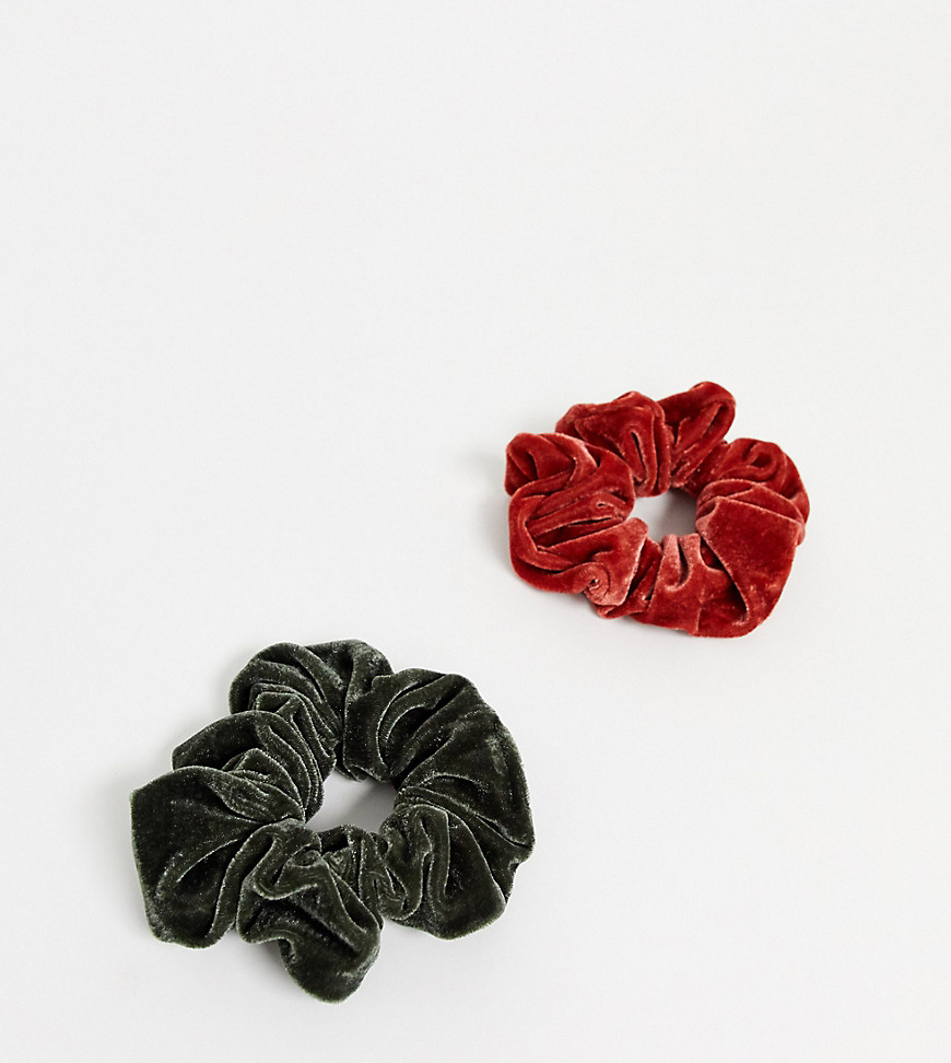Accessorize scrunchies 2 pack in green and red-Multi