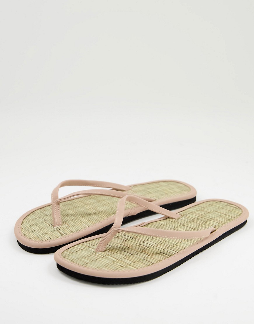 Accessorize seagrass thong flip flops in pink
