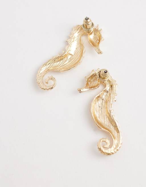 Accessorize seahorse stud earrings in gold, 3 of 4