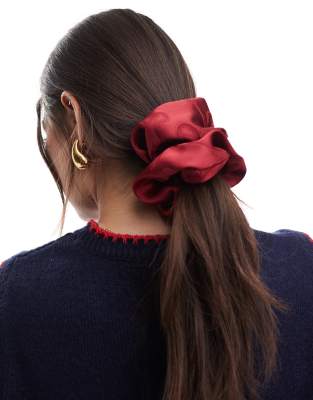 Accessorize - Sehr großer Scrunchie-Haargummi in Rot mit Schleife