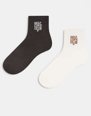 self love club 2 pack socks in brown