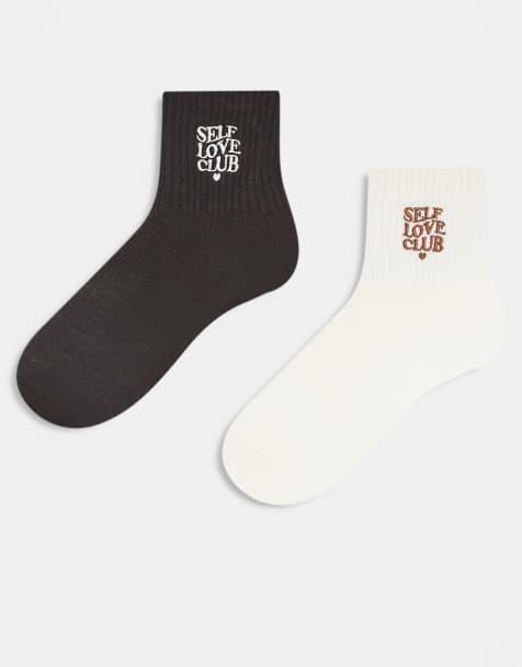 Accessorize self love club 2 pack socks in brown - view 1
