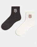 [Accessorize] Accessorize self love club 2 pack socks in brown No Size BROWN