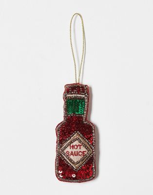 Accessorize sequin hot sauce bottle christmas tree decoration-Red