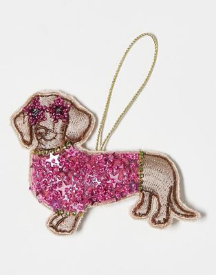 Accessorize sequin sausage dog embroidered christmas tree decoration - ASOS Price Checker