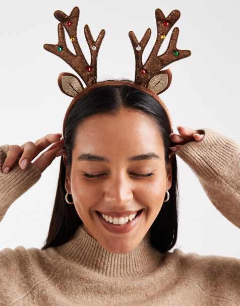 Accessorize - Serre-tête fantaisie avec détail renne de Noël à paillettes - Marron - view 1