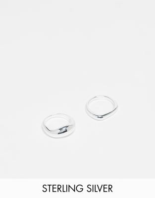 Accessorize - Set mit glatten Ringen aus Sterlingsilber mit unregelmäßiger Form