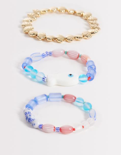 Accessorize - Set van 3 frosty fish armbanden met stretch in multi - view 1