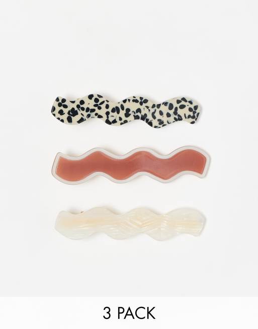 Accessorize - Set van 3 golvende haarclips in multi
