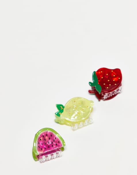 Accessorize - Set van 3 haarclips met fruitjes in multi - view 1