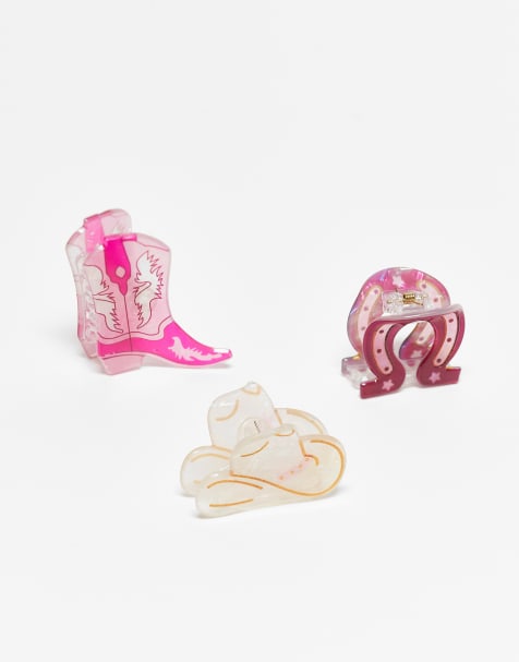 Accessorize - Set van 3 howdy haarklemmen in multi - view 1