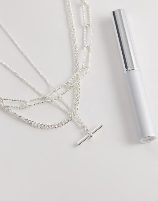 Accessorize - Set van 3 kettingen met T-staafje in zilver, 2 van 4