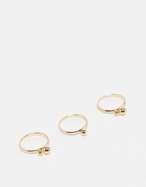 Accessorize - Set van 3 metalen ringen met bolletjes in goud