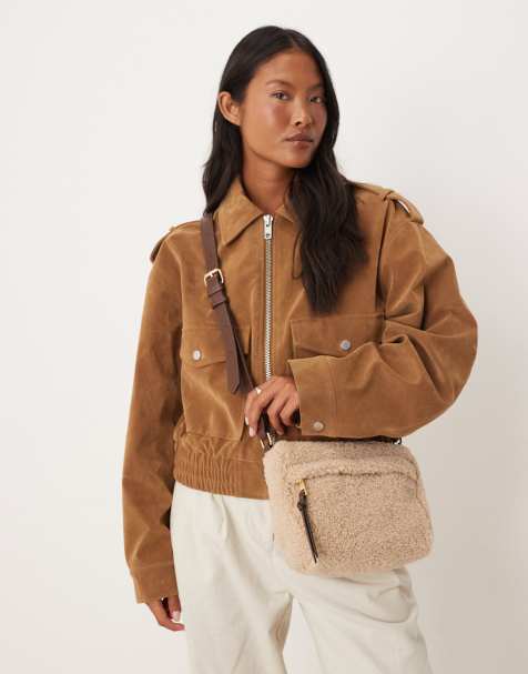 Accessorize shearling cross body bag in cream - view 1