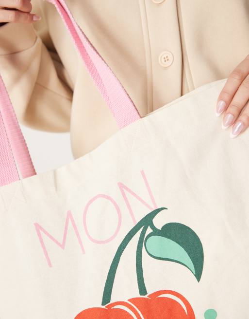 Accessorize – Shopper-Tasche mit mehrfarbigem Mon-Cheri-Kirschmotiv, 4 von 4