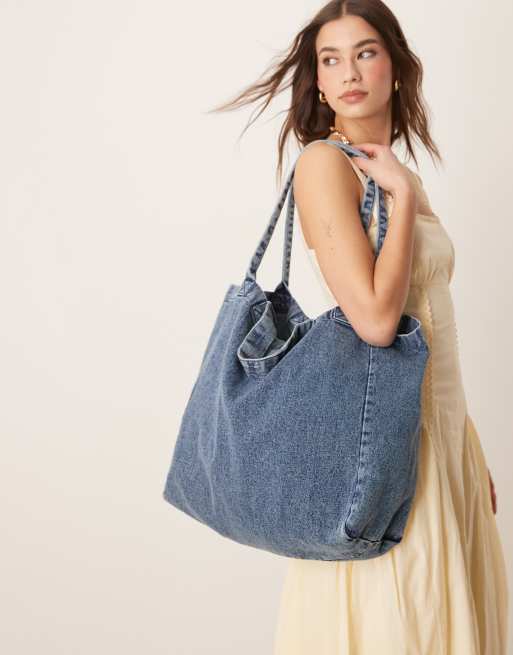 Accessorize - Shopper-totebag i forvasket denim med to stropper, 2 af 4