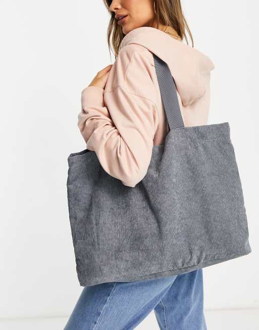Accessorize - Shopper van corduroy in grijs