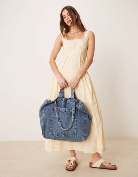 Accessorize – Shoppingväska i tvättad denim och totestil med dubbla band - view 1