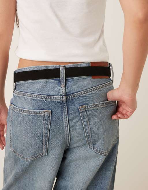 Accessorize silver-tone buckle suede belt in black, 3 of 3