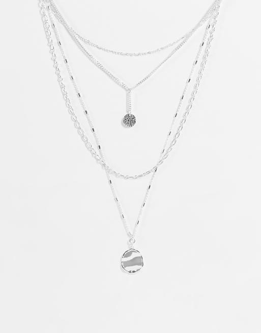 Accessorize – Silverfärgade halsband i flera lager