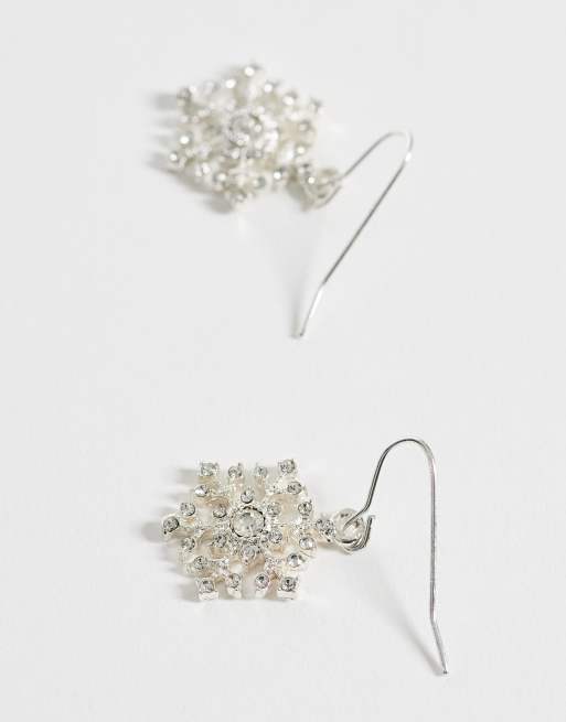 Accessorize – Silverfärgade, små, hängande örhängen med snöflingor, 4 av 4