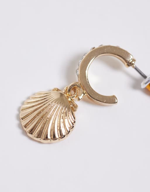 Accessorize - Simone - Confezione da 5 paia di orecchini a forma di stella marina tonalità oro, 4 di 4