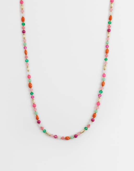 Accessorize single beaded rope necklace in multi colors