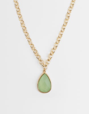 Accessorize Single Faux Gem Pendant Necklace In Green