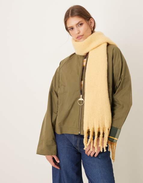 Accessorize skinny super fluffy scarf in butter yellow - view 1