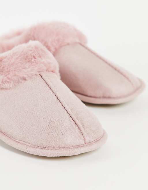 Faux Fur Slippers - Light pink - Ladies