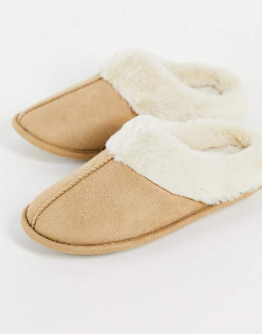 Tan slippers with fur new arrivals