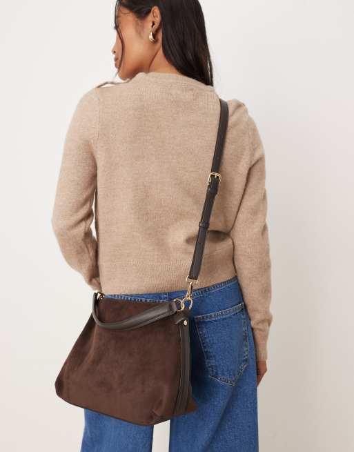 Accessorize slouch suedette handheld bag in chocolate