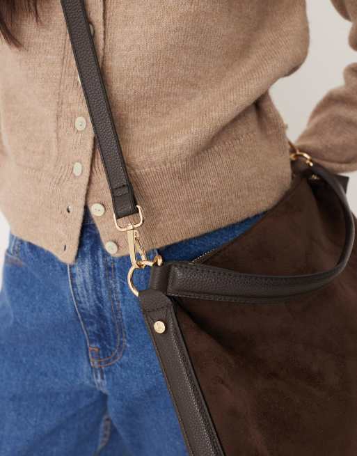 Accessorize slouch suedette handheld bag in chocolate