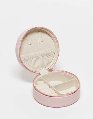Accessorize Accessorize small round jewellery box in pink