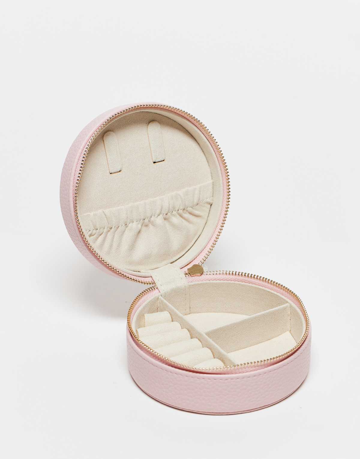 Accessorize small round jewellery box in pink