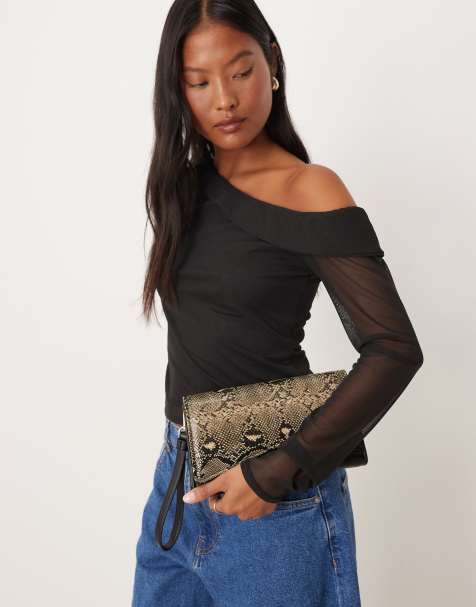 Accessorize snake print fold over wristlet bag in multi - view 1