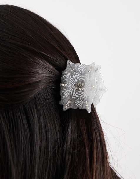 Accessorize snow flake christmas hair claw clip in silver