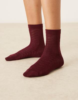 Accessorize - Socken in Burgunderrot mit Zickzackmuster
