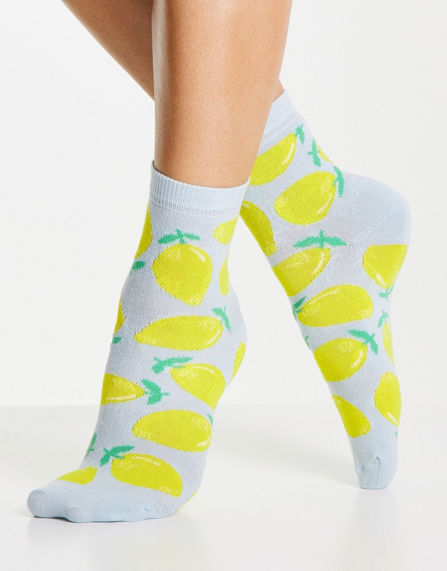 Accessorize socks in lemon print-Multi