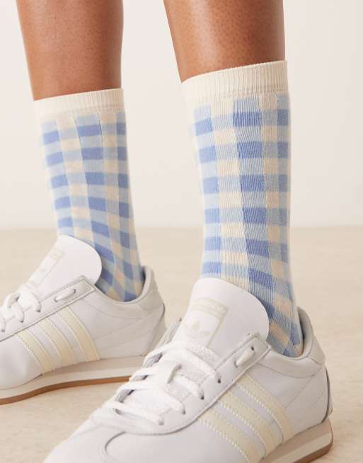 Accessorize - Sokken met gingham ruit in blauw