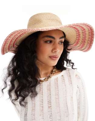 Accessorize - Sommerhut in Natur mit rosa Naht und breiter Krempe-Neutral